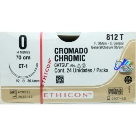 SUTURA CROMICO 0 CON AGUJA 35MM CJ 24 UNDS