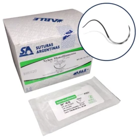 SUTURA NYLON 1-0 CON AGUJA 40MM CJ 24 UNDS